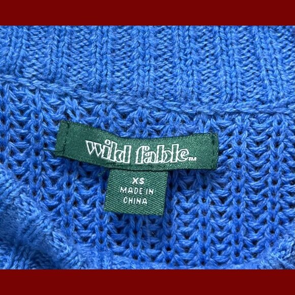 Wild Fable - Women's Ribbed Knit Crop Sweater Long Sleeve Crew Neck - Blue - XS - Picture 9 of 13